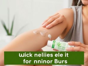 Aplicarea gelului de aloe vera pe o arsură ușoară.